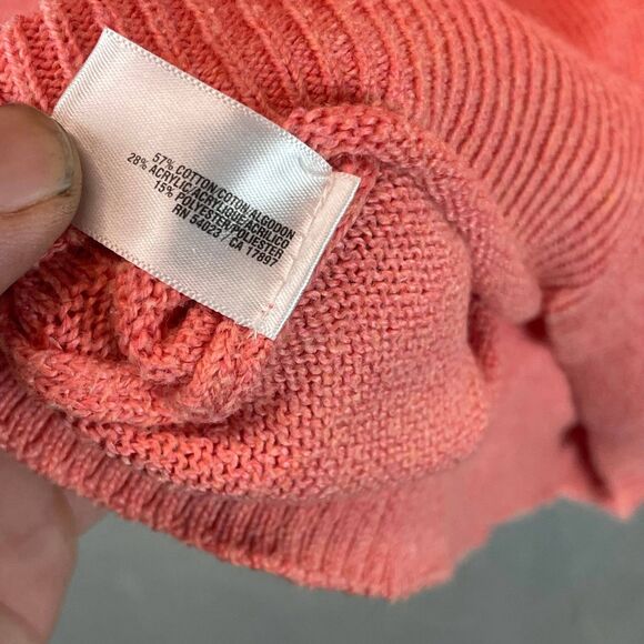 Old Navy Sweater Women Medium Coral Long Sleeve V-Neck Pullover Lightweight - Picture 3 of 6